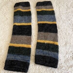 Alpaca Striped Arm Warmers Gloves Leg Warmers Peruvian Indie Grunge Whimsy Twee